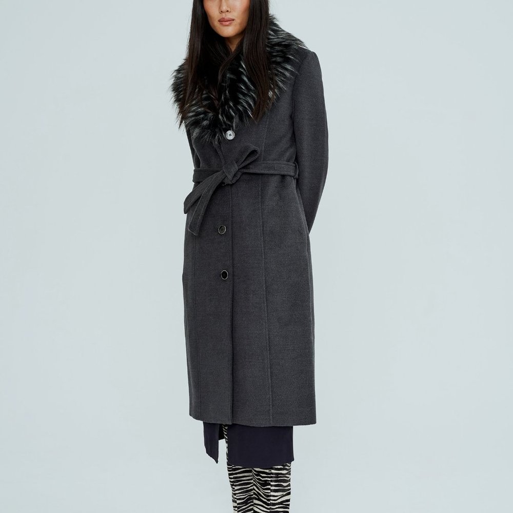 NOIZE Isabel Charcoal Coat NWT Vegan Wool